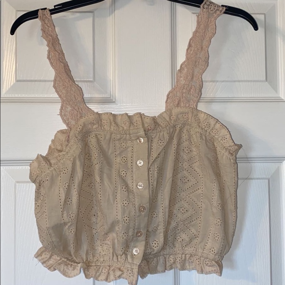Crop, cream color, tank top